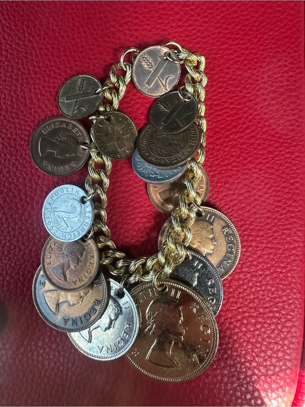 Gold-Tone Coin Charm Bracelet - Unbranded